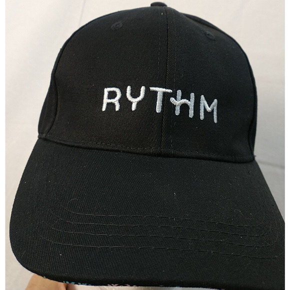 RYTHM Black‎ Baseball Hat with Embroidered Logo, Adjustable One Size Fit 2431-33 - Picture 1 of 6